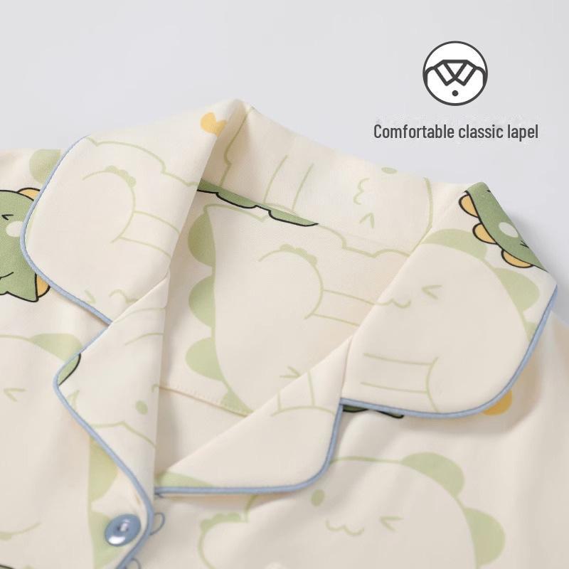 «Комплект домашней одежды из трех предметов из молочного шелка для девочек с рисунком мультяшного динозавра»