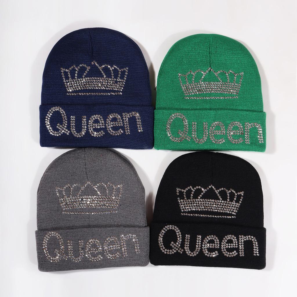 Unisex Acrylic Beanie With Queen Crown Pattern For Casual Winter Outfits