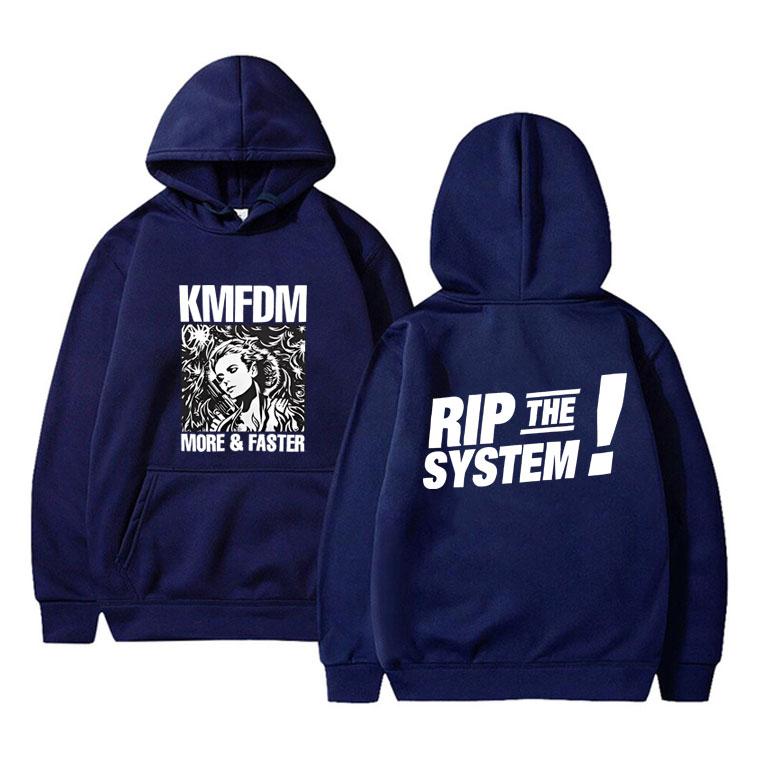 Винтажная Хардкорная Альтернативная Рок Kmfdm More and Faster Rip The System Худи Мужская Мода Оверсайз Флисовый Пуловер с Капюшоном Худи