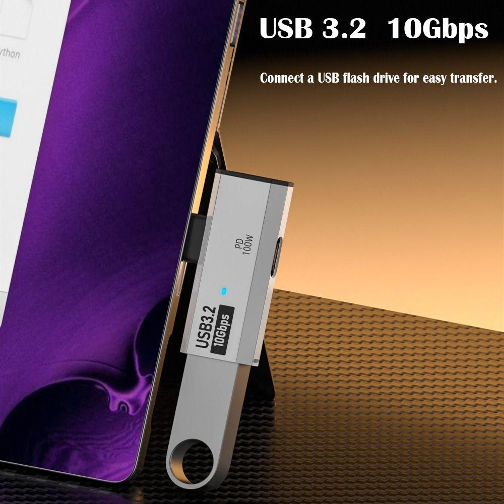 PD 100W 2 In 1 OTG Splitter 20V 5A USB-C To USB 3.2 Adapter Type-C Charging Converter