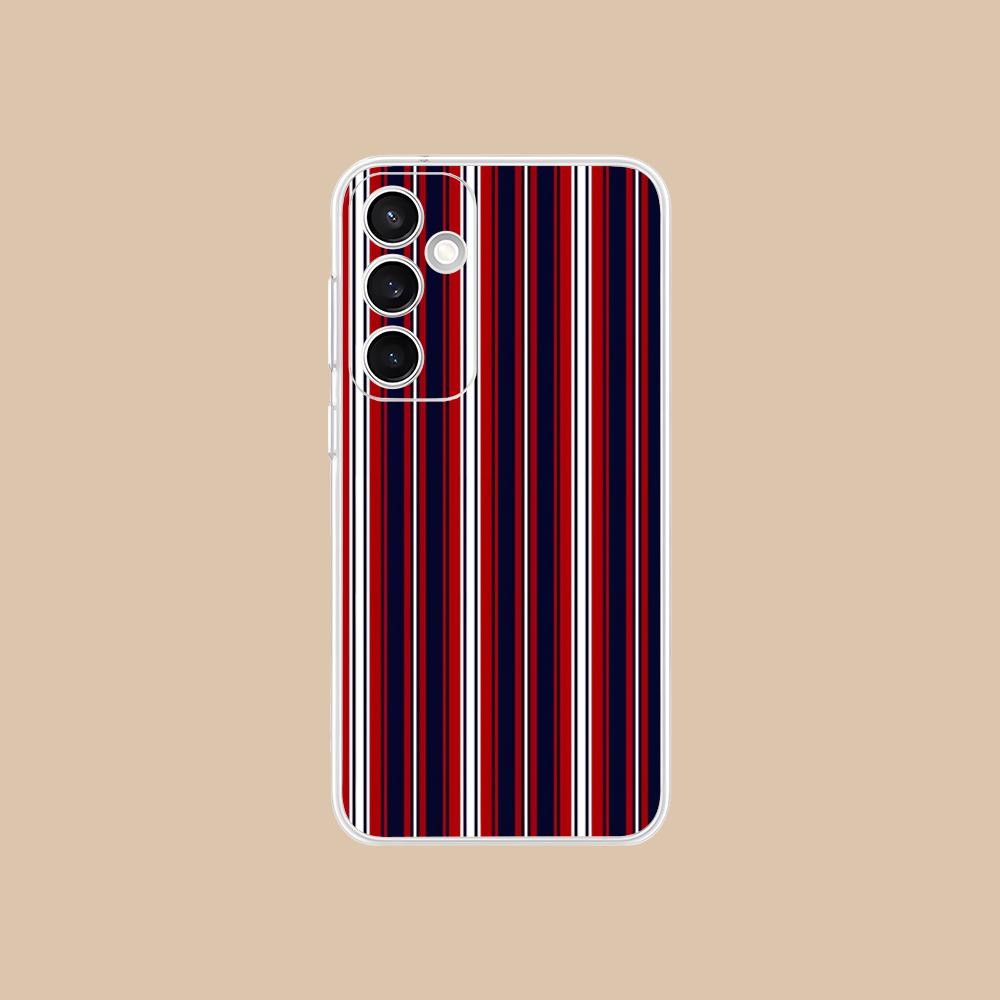 Чехол для мобильного телефона в красно-синюю полоску для Samsung Galaxy S25 S24 S23 S22 S21Plus FE Ultra Прозрачный Цветной Чехол Роскошный Смартфон
