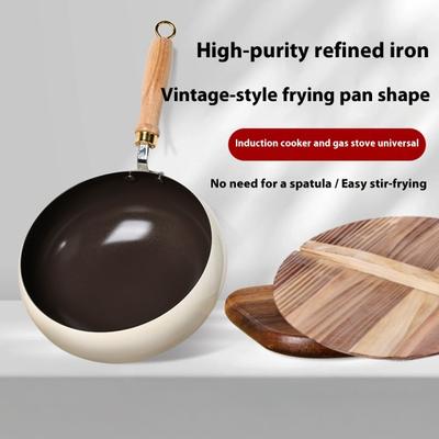 Сковорода Вок с животом Антипригарная Толстодонная Сковорода для жарки Равномерный нагрев Универсальная чугунная посуда Кухонный гаджет