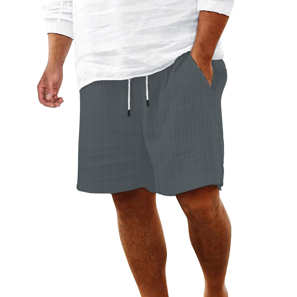 Мужские спортивные хлопковые льняные повседневные свободные шорты Повседневные пижамы с карманами для бега Брюки