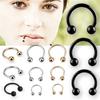 10Pcs Stainless Steel Horseshoe Bar Lip Nose Septum Ear Ring Stud Piercing Set