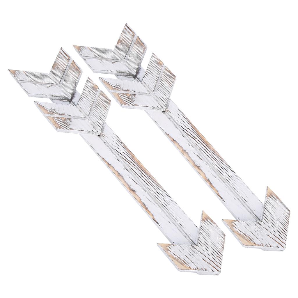 2PCS Wooden Arrows Decor Sign Wall Art Decor Farmhouse Courtyard Wedding SuppliesWhite
