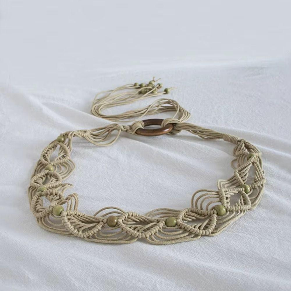 Woven Knot Female Waist Rope Wax Rope Ethnic Style Waist Chain Casual Dress Waistband Girls