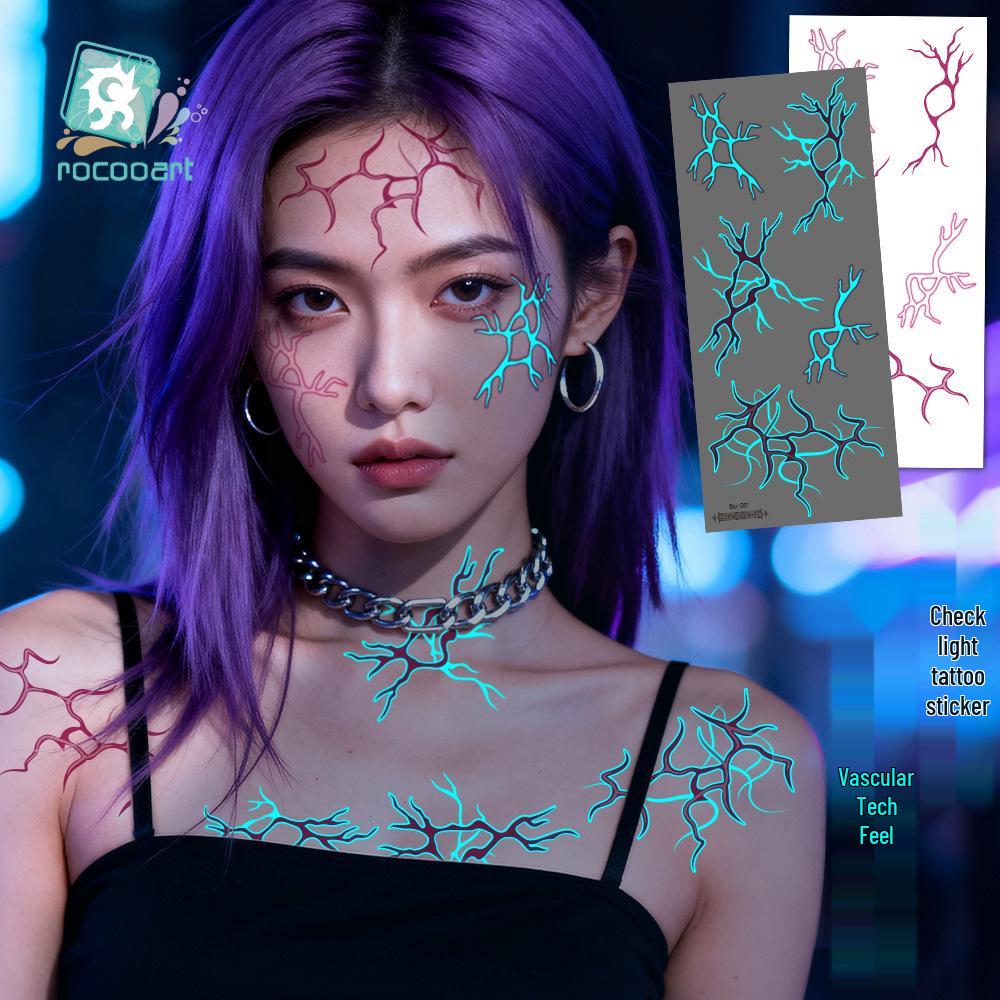Светящиеся Молниеносные Вены K-pop Девичья Группа Водонепроницаемые Временные Татуировки Наклейки