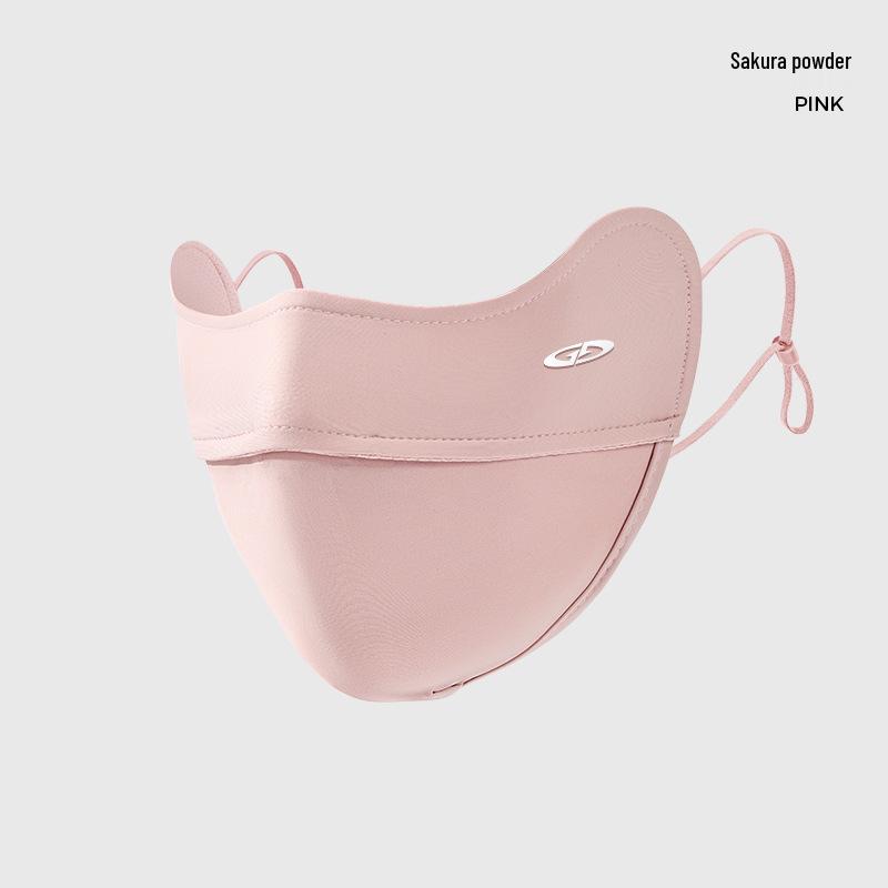 Unisex Gradient Blush Ice Silk Sunscreen Mask: Breathable & UV-Protective with Eye Corner Shield.