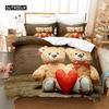 Duvet Cover 3D Printed Cute Teddy Bear Bedding Set and Pillowcase Cartoon Quilt Cover Home Teen Boy Girl Gift Bedroom Decor