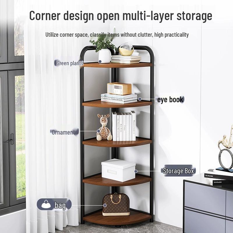 In-Stock Triangular Corner Bookshelf for Living Room, Bedroom, Dining Room, Floor-Standing Wall Shelf