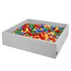 Soft Ball Pit Square 120x30cm/600 Balls Balls 7cm / 2.75in for Kids, Light Grey:yellow-green-blue-red-orange