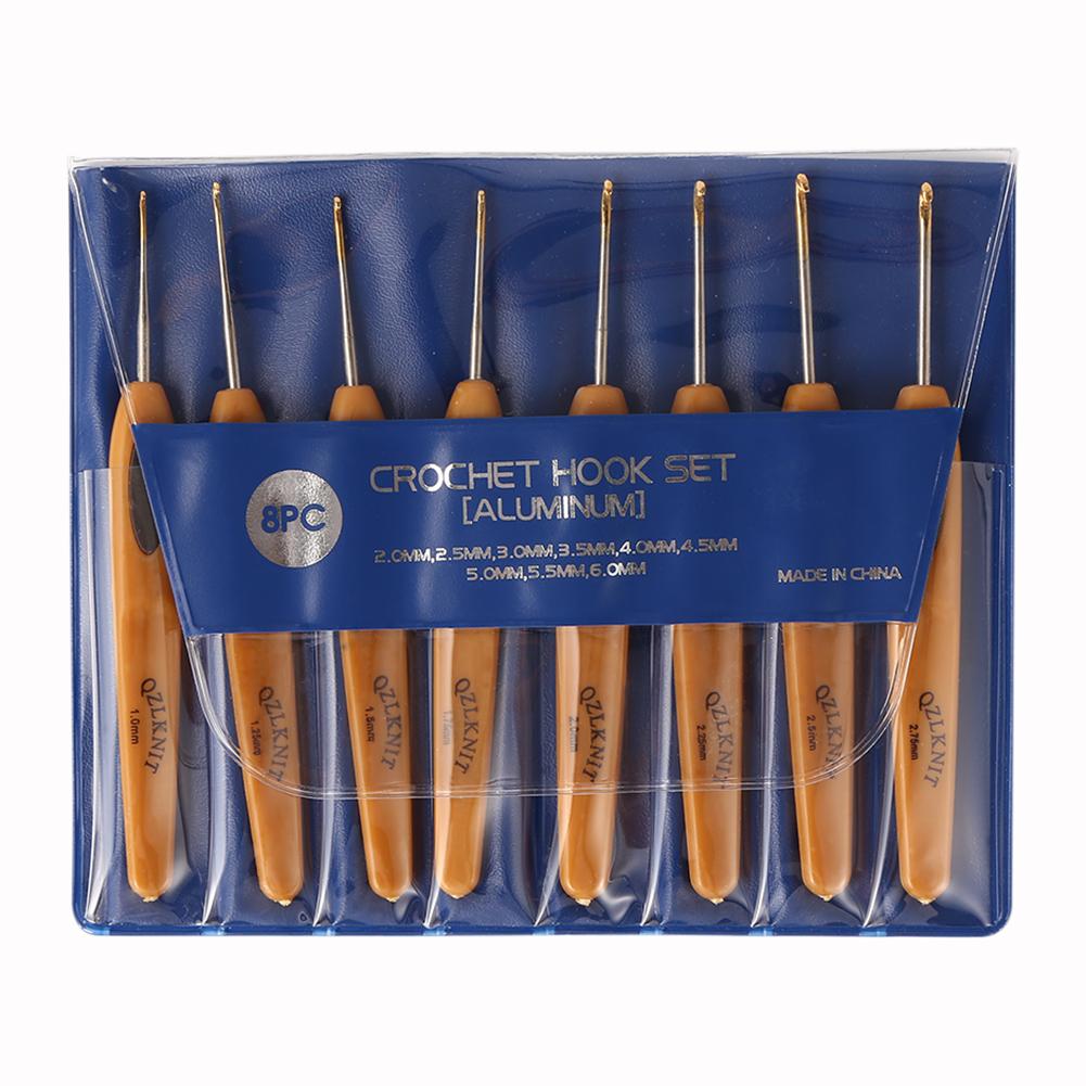 8Pcs Crochet Hooks Set ABS Handle Aluminium Knitting Needles Set Multifunction Yarn Knitting Needles Ergonomic for Handcraft