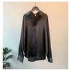 Long Sleeves Satin Shirt Women's Stylish Fashion New Spring & Fall Drape Retro Hong Kong Style Loose Tops Shirt