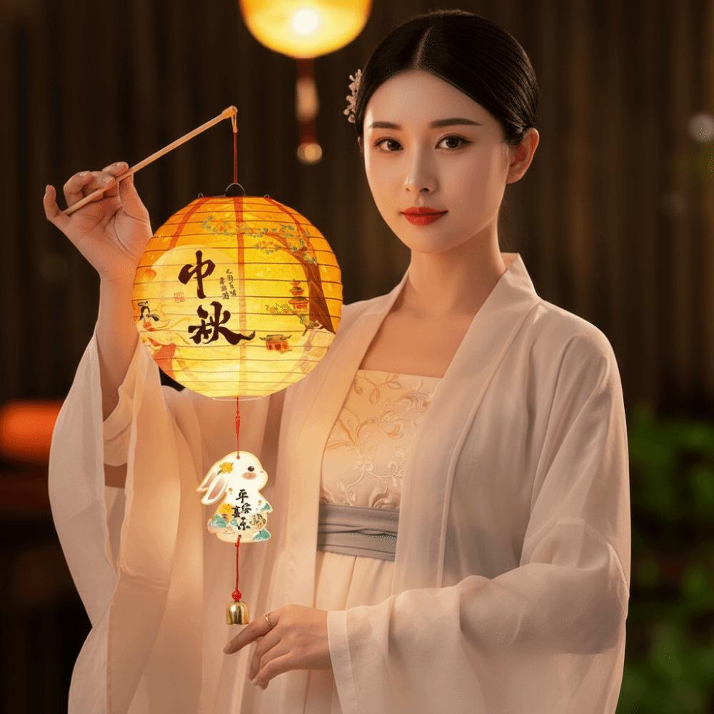Cell Battery Operated Mid Autumn Lamp Paper Chinese Retro Lantern Paper Lantern Outdoor Event