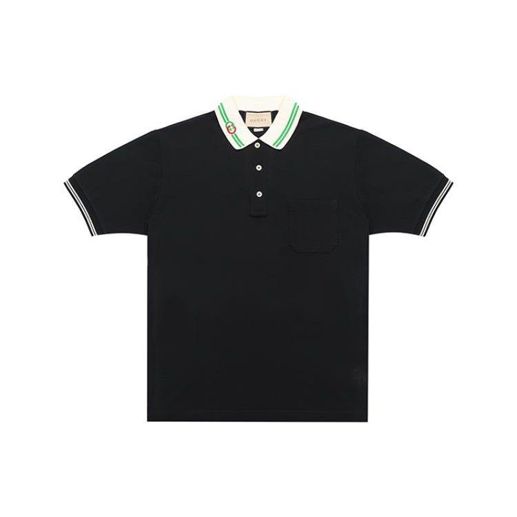 Gucci Мужская хлопковая пике-поло с interlocking G Черный 658067-XJDI2-1043