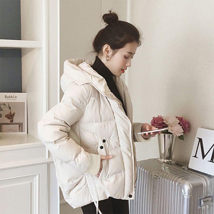Свободное пальто с капюшоном для женщин, зимняя короткая утолщенная хлопковая куртка, свободная одежда