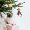 Рождественские украшения на елку Реалистичный щенок, катающийся на велосипеде, подвеска 2D плоская акриловая с двусторонней печатью, подвесное украшение KTY