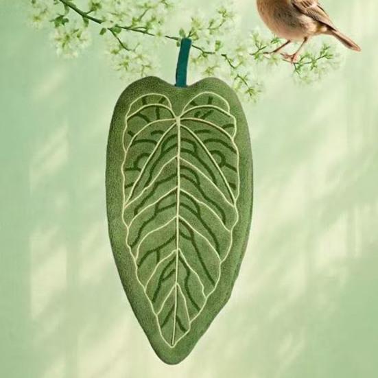 Полотенце для рук в форме листа Двустороннее подвесное полотенце Безворсовое Впитывающее Полотенце-лист с петлей для подвешивания для использования на кухне и в ванной