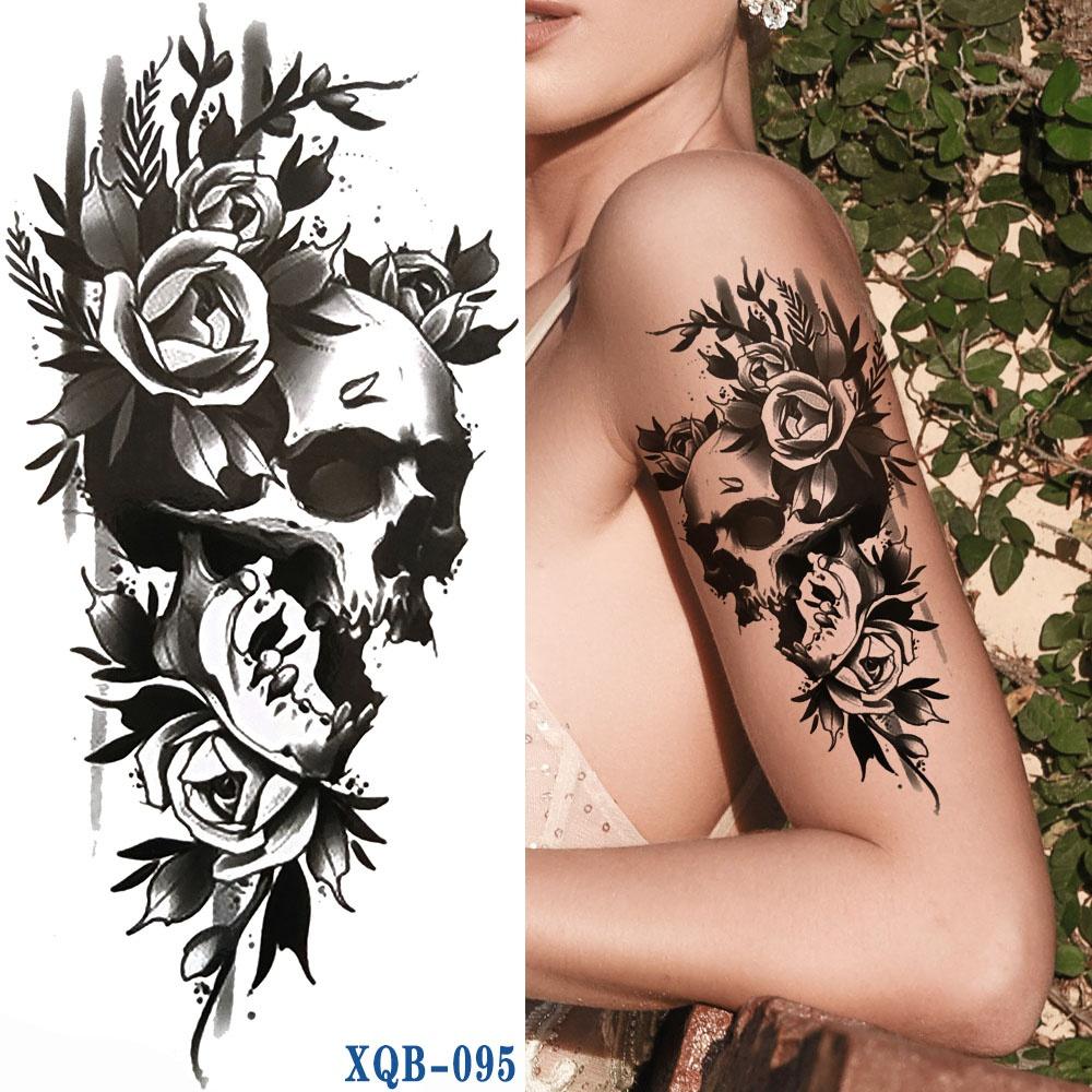 1 шт. 210*114 мм черный лес татуировка наклейка для мужчин женщин детей тигр волк смерть череп временная татуировка поддельные хна скелет король тату в виде животного