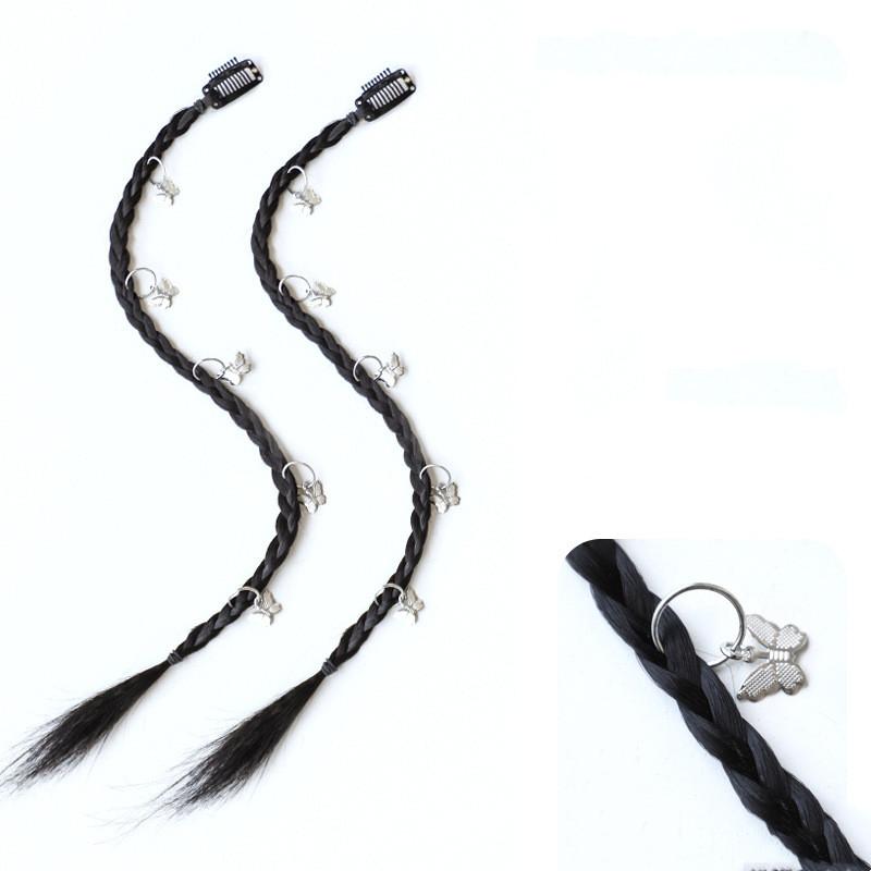 2 шт., синтетический парик, косы с заколками, коса для наращивания волос, аксессуары, кольца, дреды, веревка для волос в стиле хип-хоп, мишура