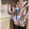 2025 Spring/Summer Women's Retro Hong Kong Style Long Sleeve Shirt - Loose and Slim Fit Design
