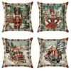 Christmas Decoration Pillowcase Nutcracker Carriage Car Gift Box Pattern Suitable for Home Room Sofa Cushion Cover New Year Gift