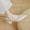 Coarse Toe Shoes for Women with Pointed Tips, A Straight Strap, and Mid Air Sandals for Women with Summer Shoes