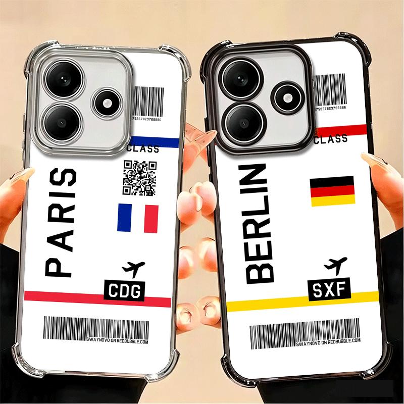 Мягкий чехол для телефона с дизайном билета на самолет для путешествий для Xiaomi Poco X7 X8 Pro Max X6 X5 X3 F8 Ultra F7 M8 M7 M5S Redmi 15C 15A 15 14C 13C 12