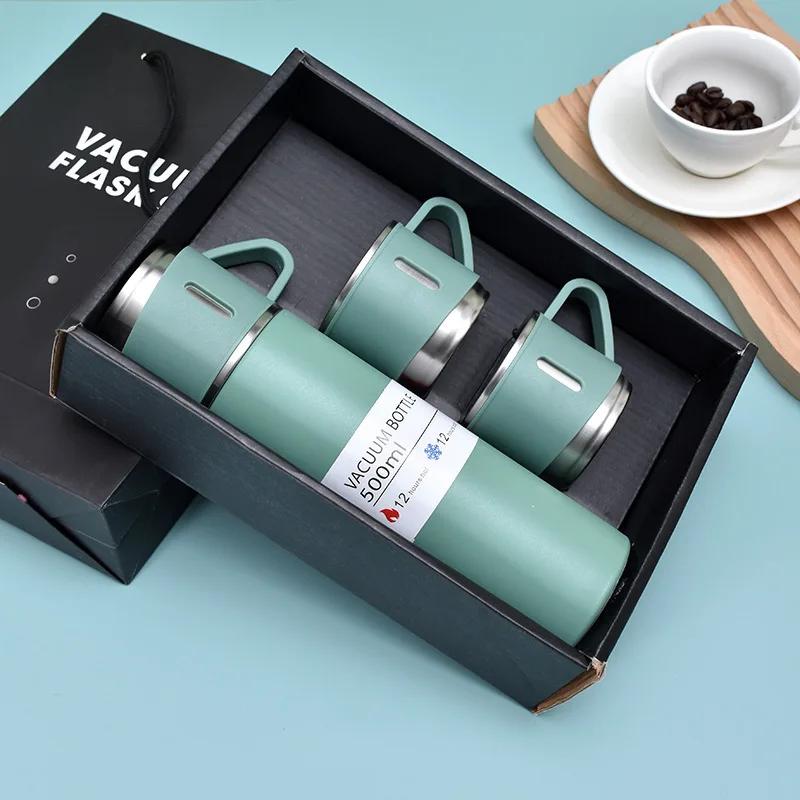 500ML Stainless Steel Vacuum Flask Gift Set Office Business Style Thermos Bottle Outdoor Hot Water Thermal Insulation Couple Cup