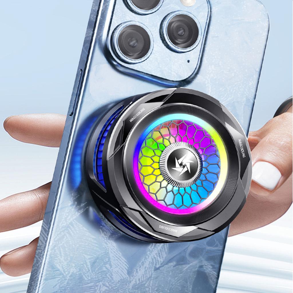 Телефон Вентилятор Охлаждения Радиатор Малошумная Система Охлаждения Полупроводниковый Магнитный Адсорбционный Радиатор Портативный с RGB Подсветкой