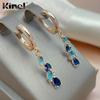 Kinel Blue Water Drop Long Earrings For Women