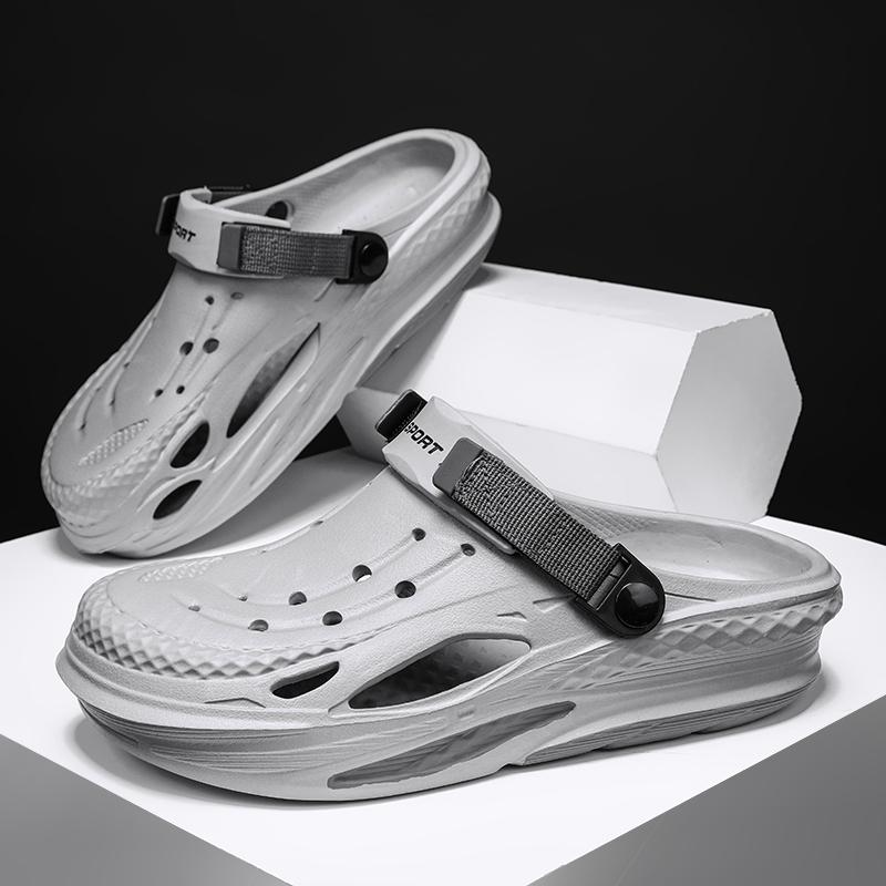 Модные мужские пляжные сандалии с толстой подошвой и противоскользящим покрытием, легкая летняя садовая обувь, мягкая платформа, обувь для воды, уличная мода, 2024