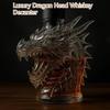 Luxury Dragon Head Whiskey Decanter-Handcrafted Crystal Clear Glass with Intricate Scale Carving, Collector's Display Art Piece