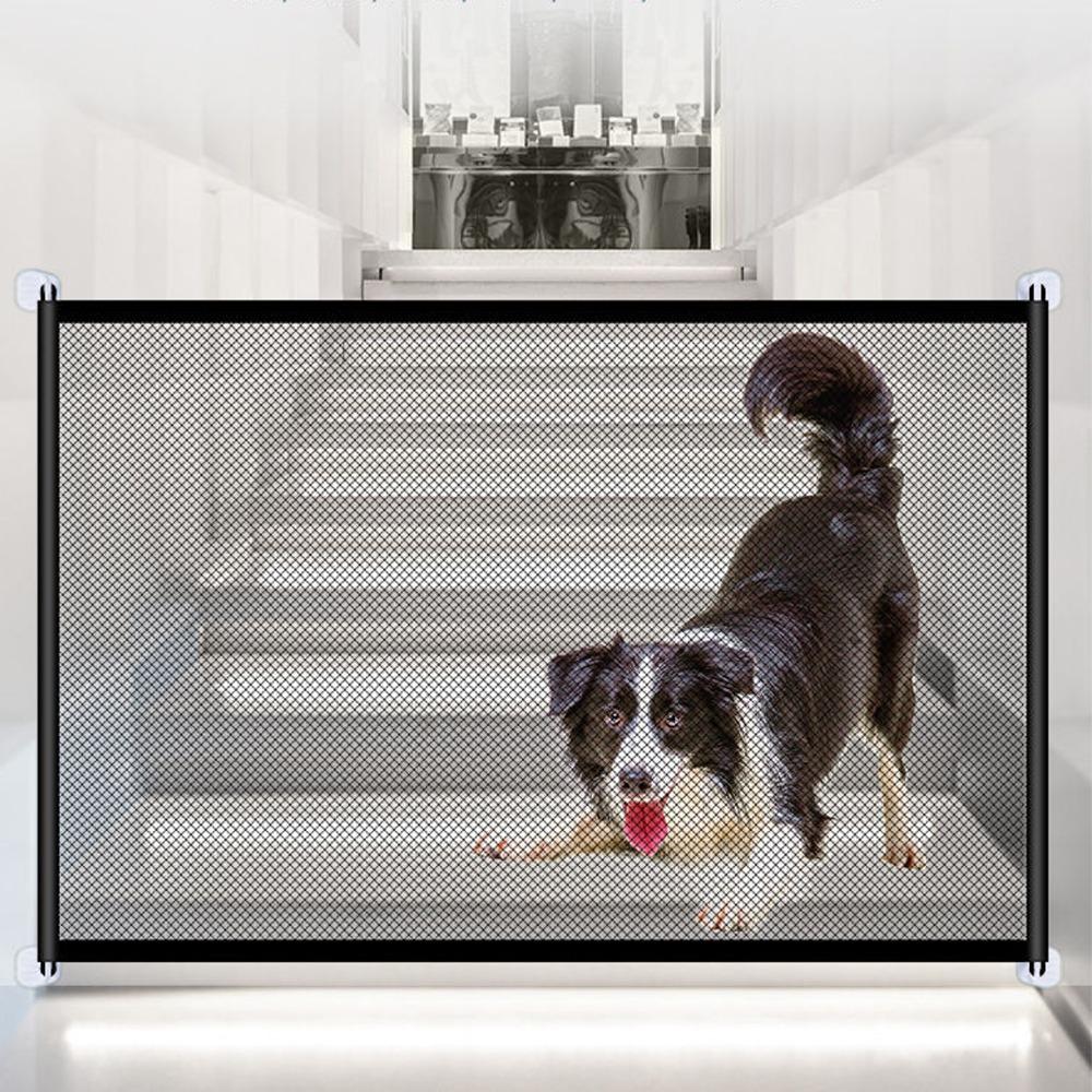Punch Free Install Dog Safety Barrier Flexible Mesh Fabric No Drill Pet Gate Pet Safety Blocking