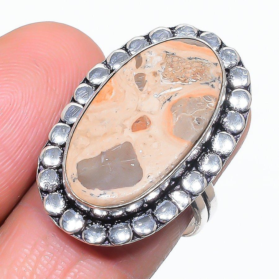 Natural Pilbara Jasper Gemstone 925 Sterling Silver Jewelry Ring Size 7 L9W00