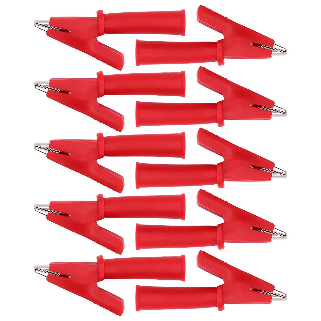 10Pcs Test   Crocodiles Clip Brass PVC Insulated Safety Multimeter Clips for 4mm Banana PlugRed