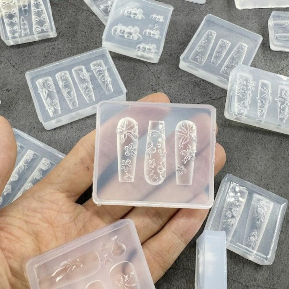 with Box Nailart Mold Transparent Nail Art Molds New Silicone Template  Nail Decoration