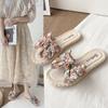 Женские летние тапочки Новые пляжные сандалии Wild Fairy Wind Sweet Bow Flat, легкие, нескользящие, износостойкие, впитывающие пот