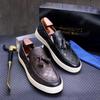 НОВАЯ Повседневная мужская обувь Удобная плоская обувь ручной работы С узором Кисточка Нескользящая обувь Банкет Вечеринка Платье Мужская обувь a27