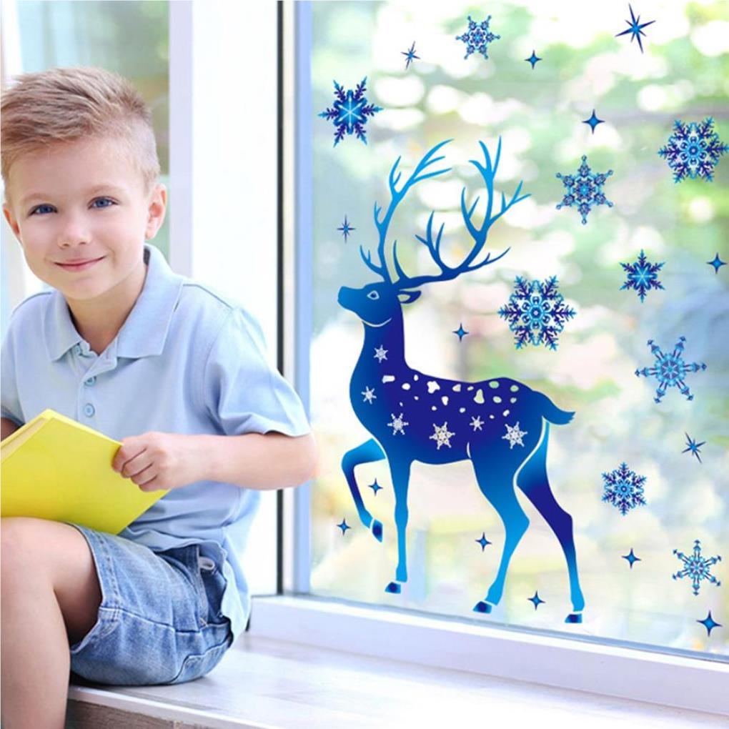 Christmas Snowflake Stickers Festival Xmas Holiday Home Dining Bar Farmhouse Living Room Bedroom Decoration Art