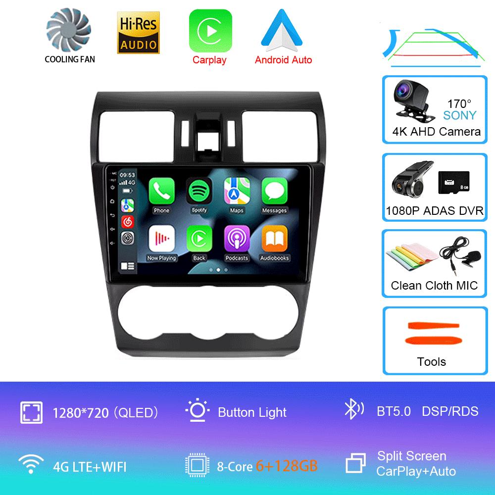 Автомобильное радио Android 14 Carplay для Subaru WRX Forester 4 SJ 2016 2017 2018 - 2022 Навигация GPS Мультимедийный проигрыватель Wi-Fi+4G BT DSP