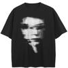 Streetwear Cracked Face Graphic Black T-Shirt Cotton Unisex Tops Tees Summer Short Sleeves T Shirt