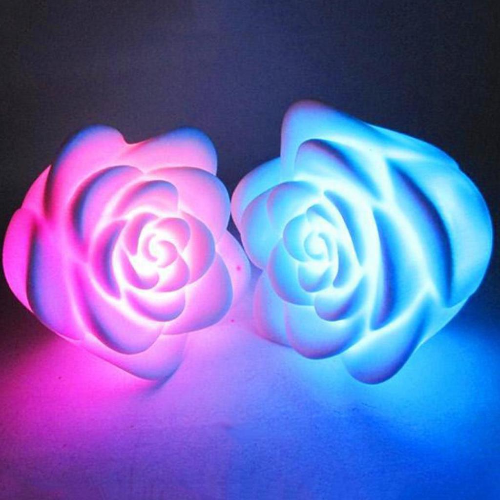 Waterproof Floating Rose Flower Color Changing LED Night Light Home Party Decor