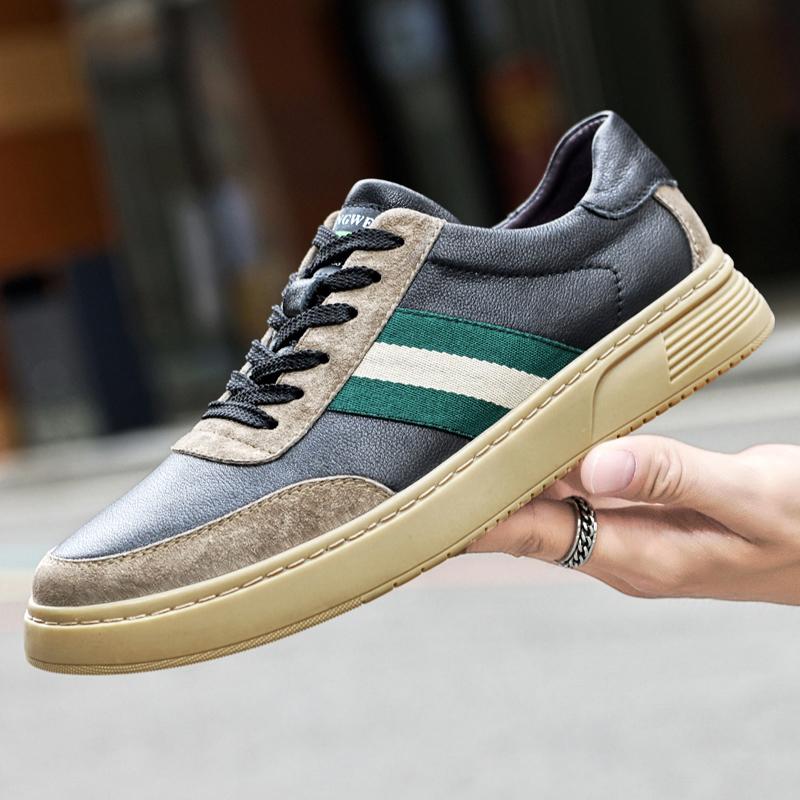 Мода2024 Повседневная брендовая обувь для мужчин Обувь из натуральной кожи Мужская вулканизированная обувь Нескользящая обувь для ходьбы Мужские модные кроссовки Мужская мягкая