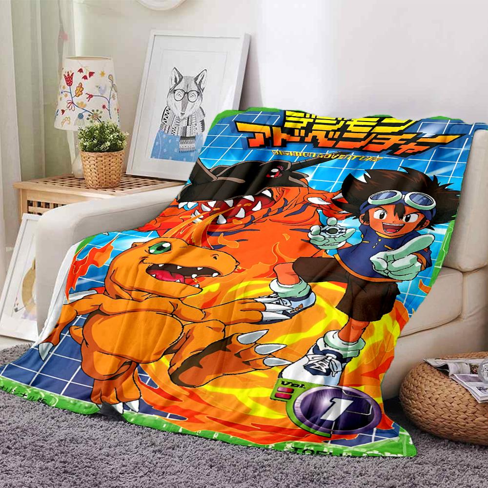 1pc Digital Monster Adventure Flannel Blanket,Ultra Soft Warm Plush Throw for Home Bedroom Bed Sofa Cover Camping Picnic gift Y72420