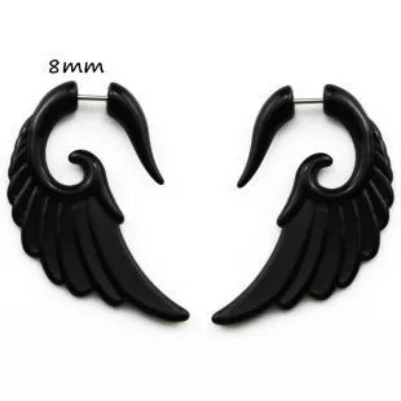 Модные серьги с черным рогом для женщин, акриловые серьги-гвоздики в стиле хип-хоп из нержавеющей стали, антиаллергенные серьги, готические спиральные украшения для ушей