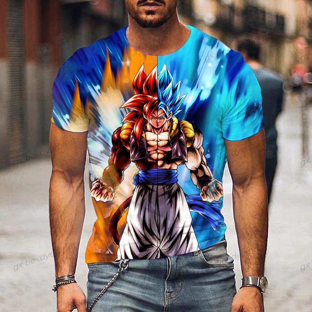 2024 Dragon Ball Z Мужская футболка большого размера Мужская футболка Trend Goku Детская одежда Vegeta с коротким рукавом