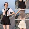 2025 Solid Color A-Line Pleated High Waist Bodycon Skirt for Women - Anti-Exposure, Spring/Autumn, Student Style, Short Length