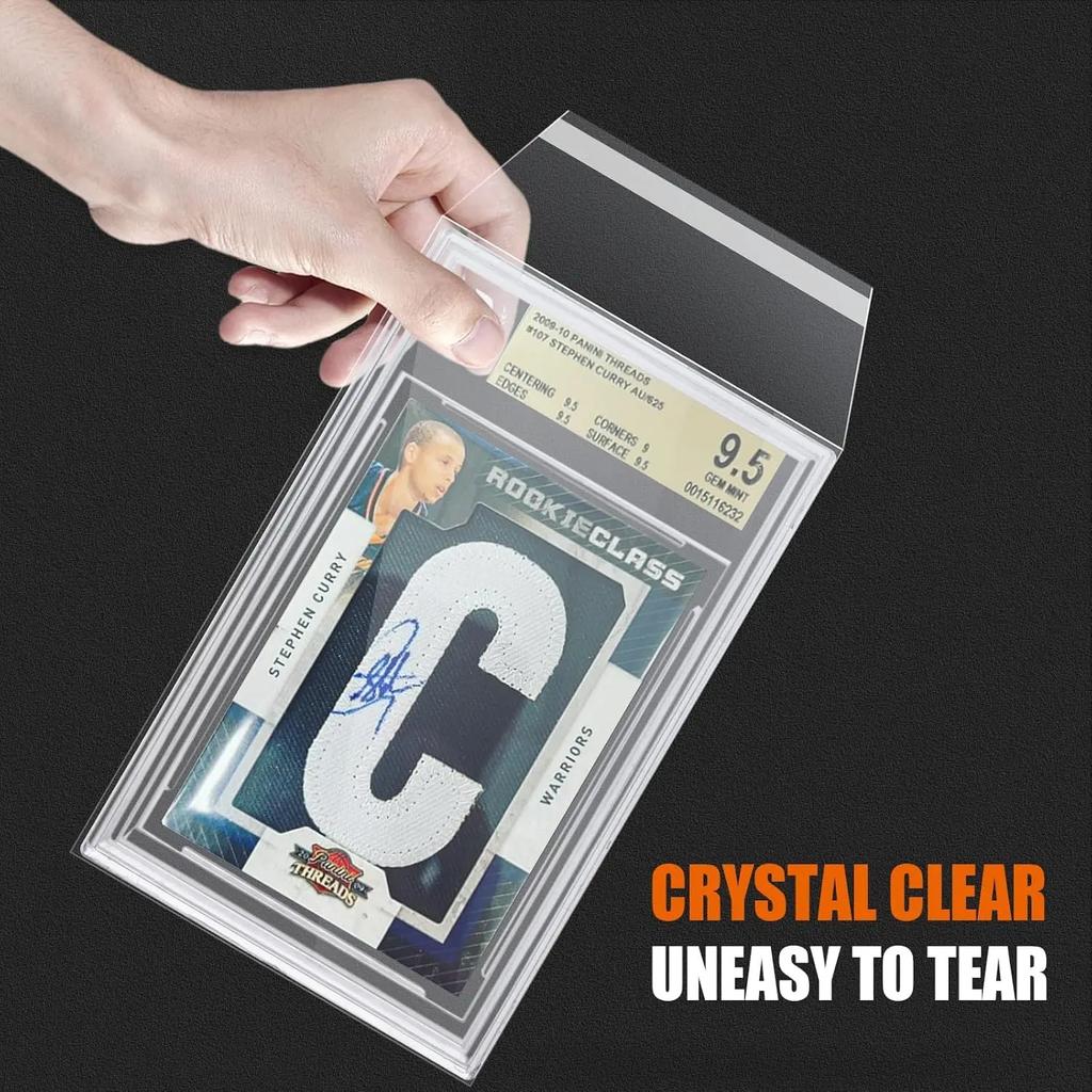 100Pcs Card Sleeves Graded Card Sleeves Resealable Sleeves For Psa Bgs Card Slabs Pro Collector Baseball Football Gaming Sports
