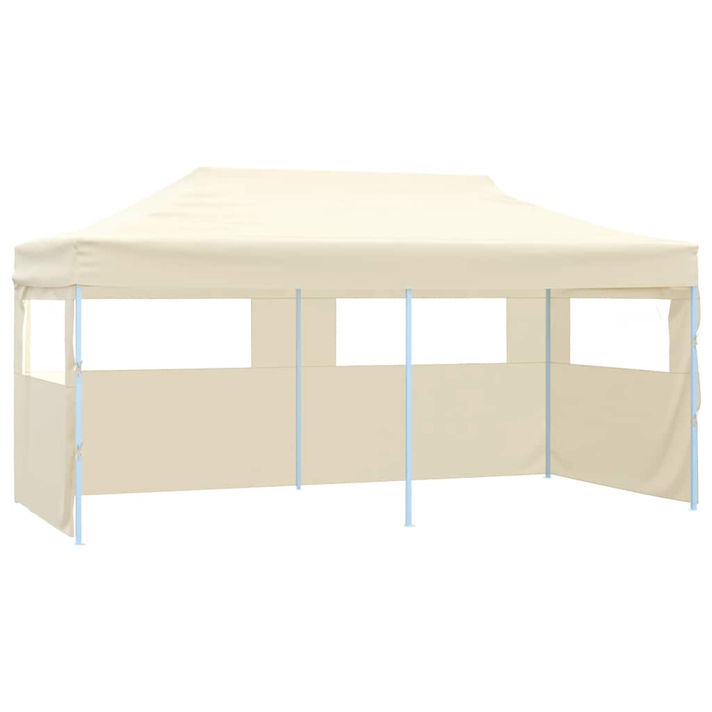 Professional Foldable Party Tent with 4 Side Walls 3*6 m Steel Frame Cream Color